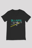 Bilardo Siyah Unisex V Yaka Tişört T-Shirt