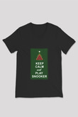Bilardo Siyah Unisex V Yaka Tişört T-Shirt