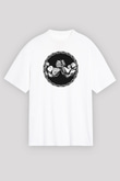 Bilek Güreşi Baskılı Unisex Beyaz Oversize Tişört - Tshirt