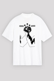 Bilek Güreşi Baskılı Unisex Beyaz Oversize Tişört - Tshirt