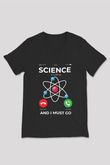 Bilim Arıyor Baskılı Unisex V Yaka Siyah Tİşört - Tshirt