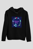 Bilim Atom Gezegen Dna Baskılı Unisex Siyah Hoodie