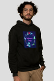 Bilim Atom Gezegen Dna Baskılı Unisex Siyah Hoodie