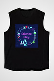 Bilim Atom Gezegen Dna Baskılı Unisex Siyah Kolsuz Tişört