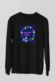 Bilim Atom Gezegen Dna Baskılı Unisex Siyah Sweatshirt
