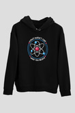 Bilim Atom Yazılı Baskılı Unisex Siyah Hoodie