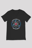 Bilim Atom Yazılı Baskılı Unisex V Yaka Siyah Tİşört - Tshirt