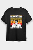 Bilim Baskılı Unisex Siyah Tişört - Tshirt