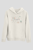 Bilim Deney Ekipmanları Baskılı Unisex Beyaz Hoodie