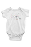 Bilim Deney Ekipmanları Baskılı Unisex Beyaz Bebek Body - Zıbın