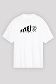 Bilim Evrim Atom Baskılı Unisex Oversize Beyaz Tişört - Tshirt