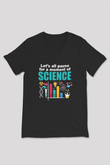 Bilim Fizik Kimya Biyoloji Baskılı Unisex V Yaka Siyah Tİşört - Tshirt