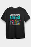 Bilim Fizik Kimya Biyoloji Baskılı Unisex Siyah Tişört - Tshirt