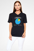 Bilim Kimya Grafik Baskılı Unisex V Yaka Siyah Tİşört - Tshirt