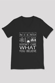 Bilim Laboratuar Araçları Baskılı Unisex V Yaka Siyah Tİşört - Tshirt