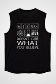 Bilim Laboratuar Araçları Baskılı Unisex Kolsuz Siyah Tişört - Tshirt