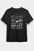 Bilim Laboratuar Araçları Baskılı Unisex Siyah Tişört - Tshirt