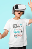 Bilim Sihir Baskılı Unisex Beyaz Çocuk Tişörtü - Tshirt