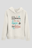 Bilim Sihir Baskılı Unisex Ekru Hoodie