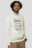 Bilim Sihir Baskılı Unisex Ekru Hoodie