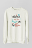 Bilim Sihir Baskılı Unisex Ekru Sweatshirt