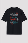 Bilim Sihir Baskılı Unisex Oversize Tişört - Tshirt