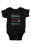 Bilim Sihir Baskılı Unisex  Siyah Bebek Body - Zıbın
