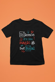 Bilim Sihir Baskılı Unisex Siyah Çocuk Tişörtü - Tshirt