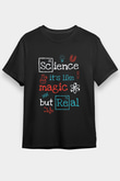 Bilim Sihir Baskılı Unisex Siyah Tişört - Tshirt