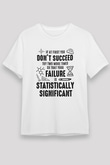 Bilim Yazı Baskılı Unisex Beyaz Tişört - Tshirt