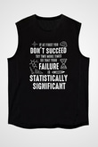 Bilim Yazı Baskılı Unisex Kolsuz Siyah Tişört - Tshirt