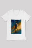 Bill Nye Baskılı Unisex V Yaka Beyaz Tişört - Tshirt