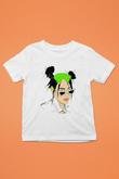 Billie Eilish Baskılı Beyaz Unisex Beyaz Çocuk Tişört - Tshirt