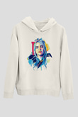 Billie Eilish Baskılı Beyaz Unisex Kapüşonlu Sweatshirt