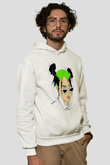 Billie Eilish Baskılı Beyaz Unisex Kapüşonlu Sweatshirt