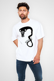 Billie Eilish Baskılı Beyaz Unisex Oversize Tişört - Tshirt