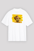 Billie Eilish Baskılı Beyaz Unisex Oversize Tişört - Tshirt