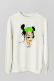 Billie Eilish Baskılı Beyaz Unisex Sweatshirt