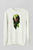 Billie Eilish Baskılı Beyaz Unisex Sweatshirt