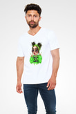 Billie Eilish Baskılı Beyaz Unisex V Yaka Tişört - Tshirt