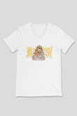 Billie Eilish Baskılı Beyaz Unisex V Yaka Tişört - Tshirt