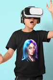 Billie Eilish Baskılı Unisex Siyah Çocuk Tişört - Tshirt