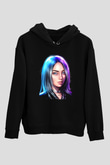 Billie Eilish Baskılı Unisex Siyah Hoodie