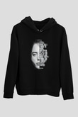 Billie Eilish Baskılı Unisex Siyah Hoodie