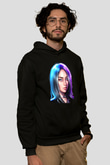 Billie Eilish Baskılı Unisex Siyah Hoodie