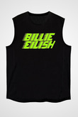 Billie Eilish Baskılı Unisex Siyah Kolsuz Tişört - Tshirt