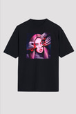 Billie Eilish Baskılı Unisex Siyah Oversize Tişört - Tshirt