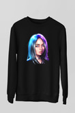 Billie Eilish Baskılı Unisex Siyah Sweatshirt