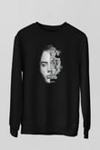 Billie Eilish Baskılı Unisex Siyah Sweatshirt