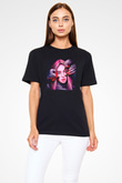 Billie Eilish Baskılı Unisex Siyah Tişört - Tshirt